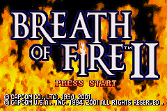 Breath Of Fire II title screen for GameBoy Advance